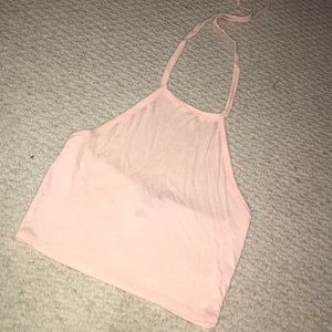 Baby pink halter crop top